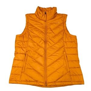 The North Face 550 Down Puffer Vest Jacket Orange Yellow Womens M Hike Outdoor